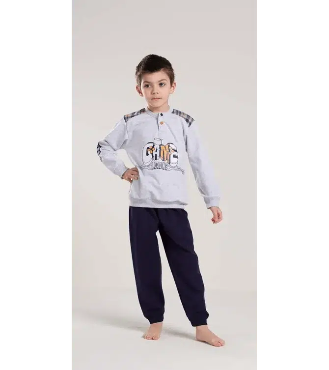 Pigiama invernale bambino cotone felpato Gary V30047