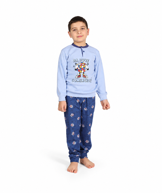 Pigiama invernale bambino/ragazzo interlock Gary 3035