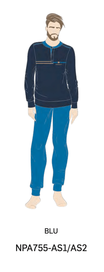 Pigiama lungo uomo Nottingham 100% cotone NPA755