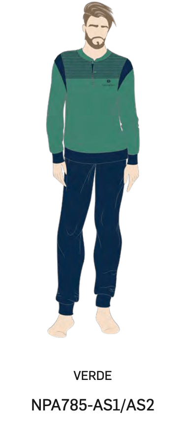 Pigiama lungo uomo Nottingham 100% cotone NPA785