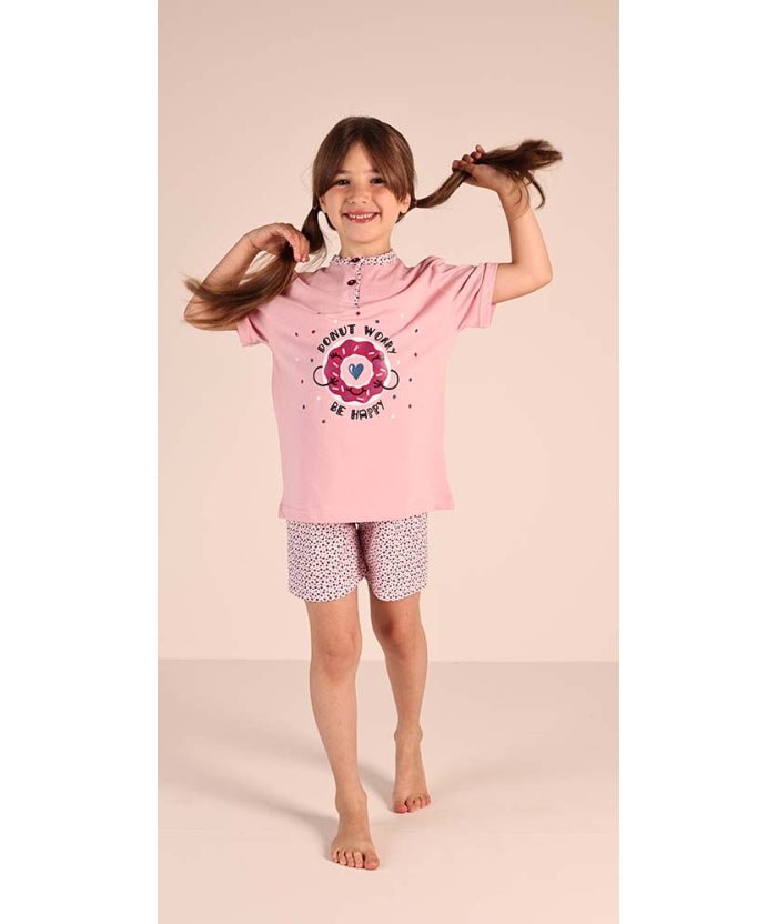 Pigiama mezza manica pantaloncino bambina jersey puro cotone Gary 2146