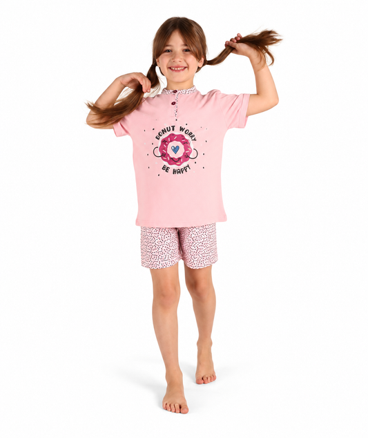 Pigiama mezza manica pantaloncino bambina jersey puro cotone Gary 2146