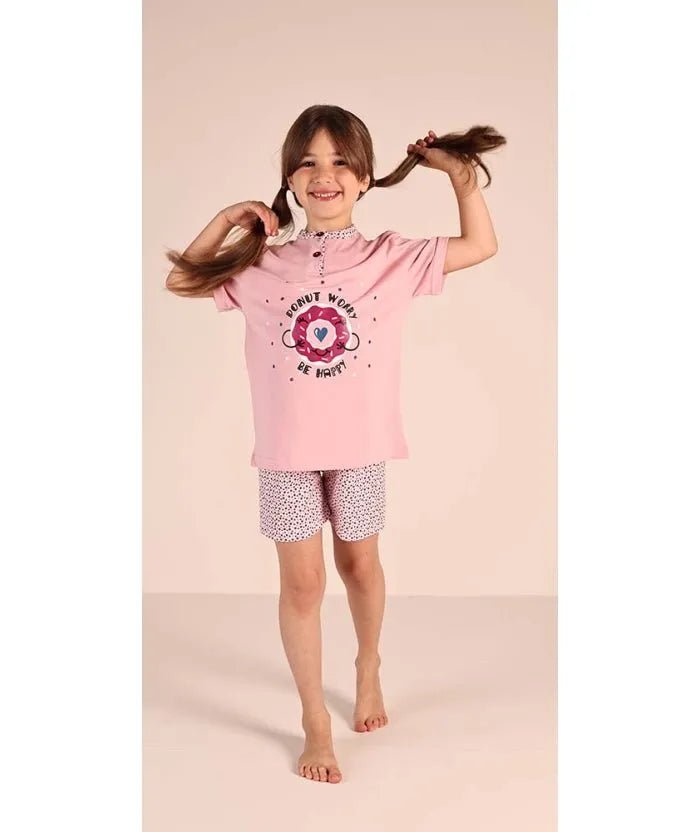 Pigiama mezza manica pantaloncino bambina jersey puro cotone Gary 2146