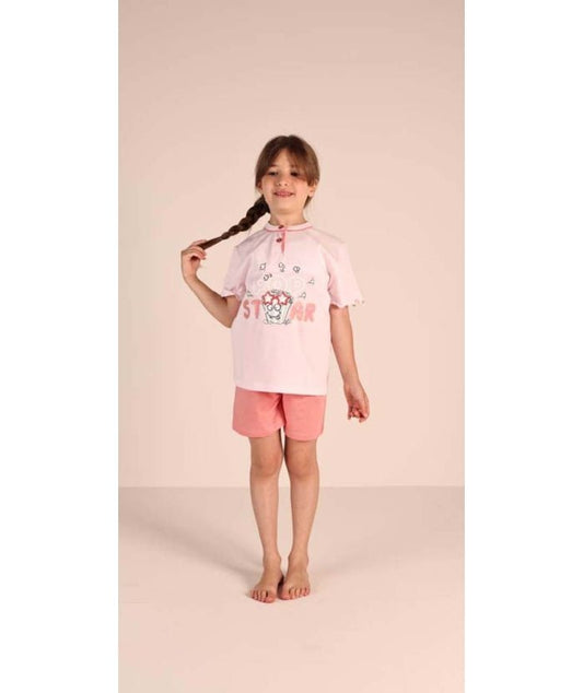 Pigiama mezza manica pantaloncino bambina jersey puro cotone Gary 3143