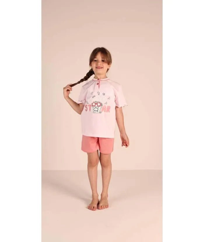 Pigiama mezza manica pantaloncino bambina jersey puro cotone Gary 3143