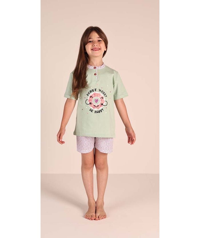Pigiama mezza manica pantaloncino bambina jersey puro cotone Gary 3146