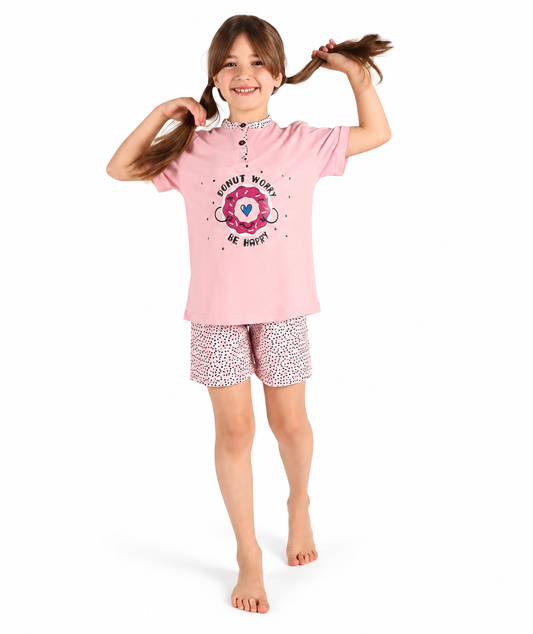 Pigiama mezza manica pantaloncino bambina jersey puro cotone Gary 3146
