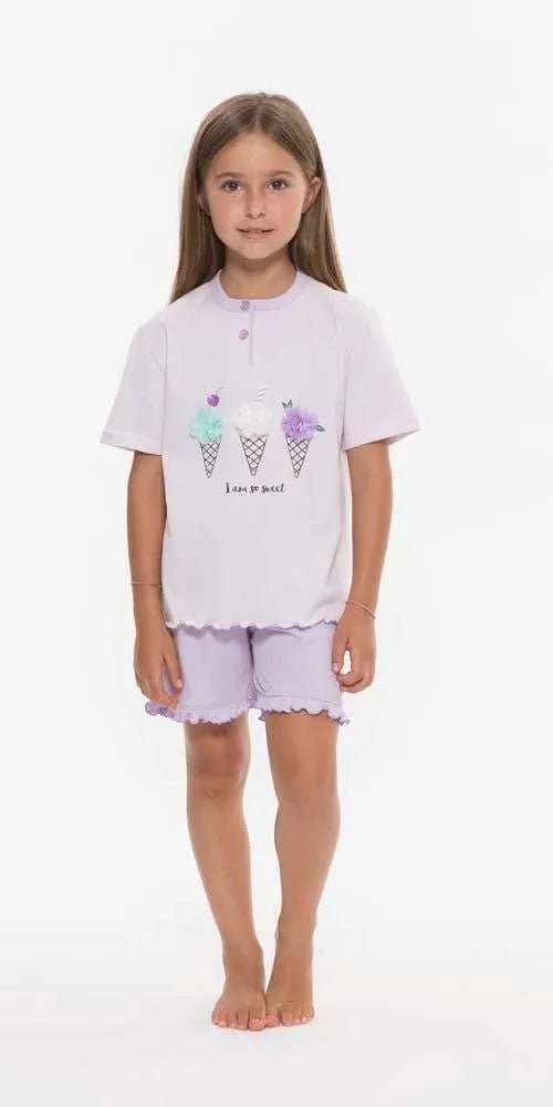 Pigiama mezza manica pantaloncino bambina jersey puro cotone Gary R25061