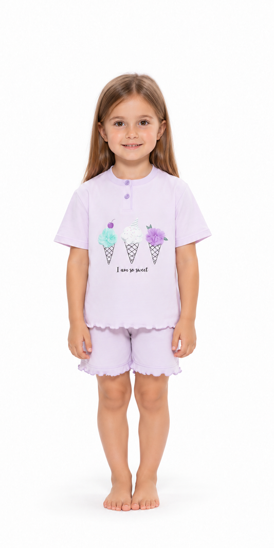 Pigiama mezza manica pantaloncino bambina jersey puro cotone Gary R25061