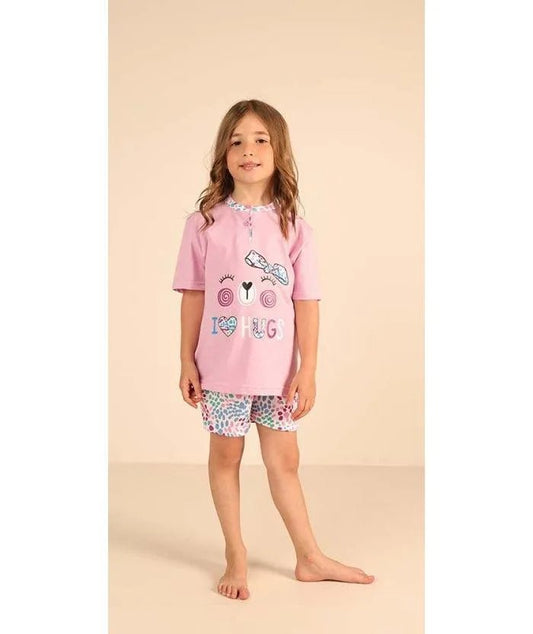 Pigiama mezza manica pantaloncino bambina jersey puro cotone Gary Z25057