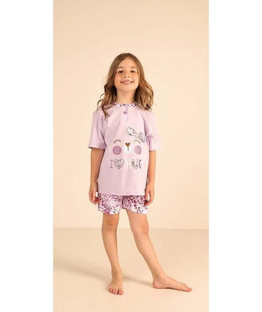 Pigiama mezza manica pantaloncino bambina jersey puro cotone Gary Z35057