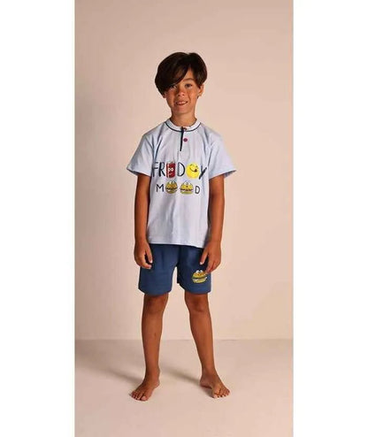 Pigiama mezza manica pantaloncino bambino jersey puro cotone Gary 3157