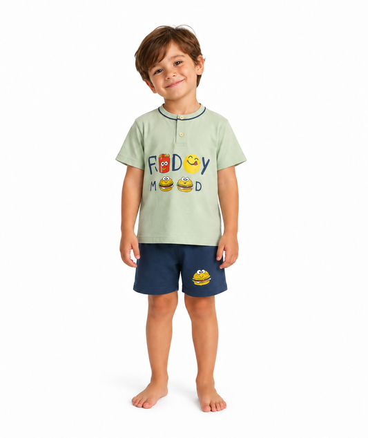 Pigiama mezza manica pantaloncino bambino jersey puro cotone Gary 2157
