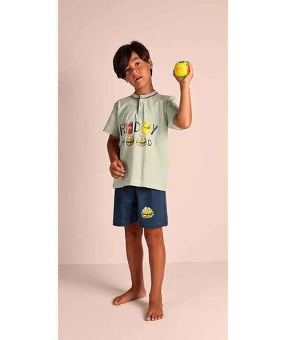 Pigiama mezza manica pantaloncino bambino jersey puro cotone Gary 3157