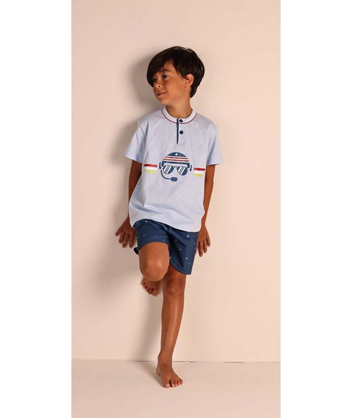 Pigiama mezza manica pantaloncino bambino jersey puro cotone Gary 2158