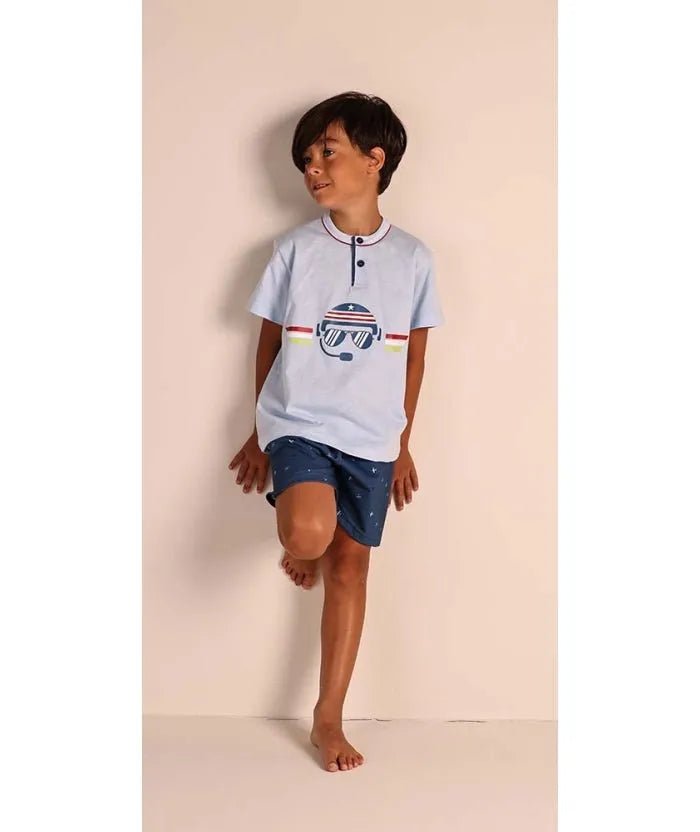 Pigiama mezza manica pantaloncino bambino jersey puro cotone Gary 2158