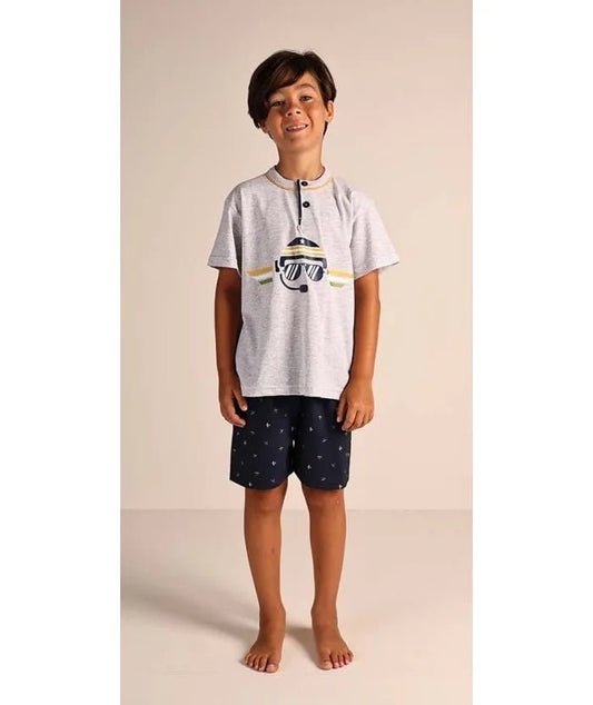 Pigiama mezza manica pantaloncino bambino jersey puro cotone Gary 2158