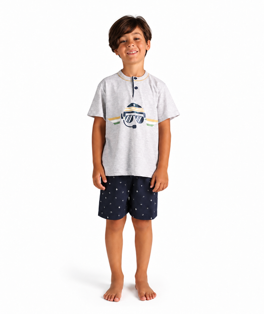 Pigiama mezza manica pantaloncino bambino jersey puro cotone Gary 2158