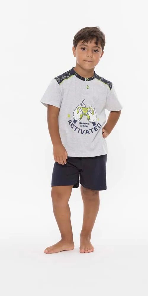 Pigiama mezza manica pantaloncino bambino jersey puro cotone Gary R25088