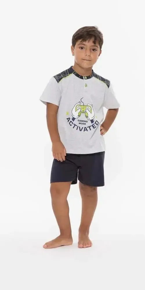 Pigiama mezza manica pantaloncino bambino jersey puro cotone Gary R25088