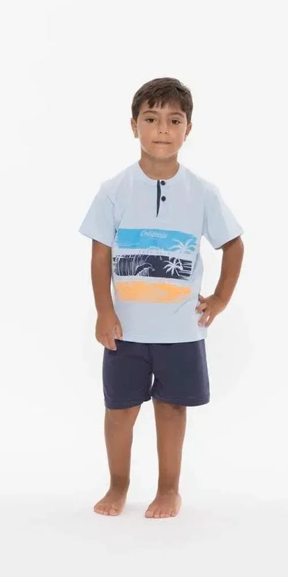 Pigiama mezza manica pantaloncino bambino jersey puro cotone Gary R35082