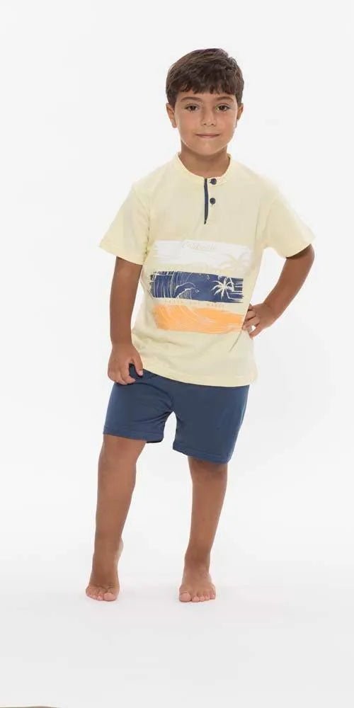 Pigiama mezza manica pantaloncino bambino jersey puro cotone Gary R35082