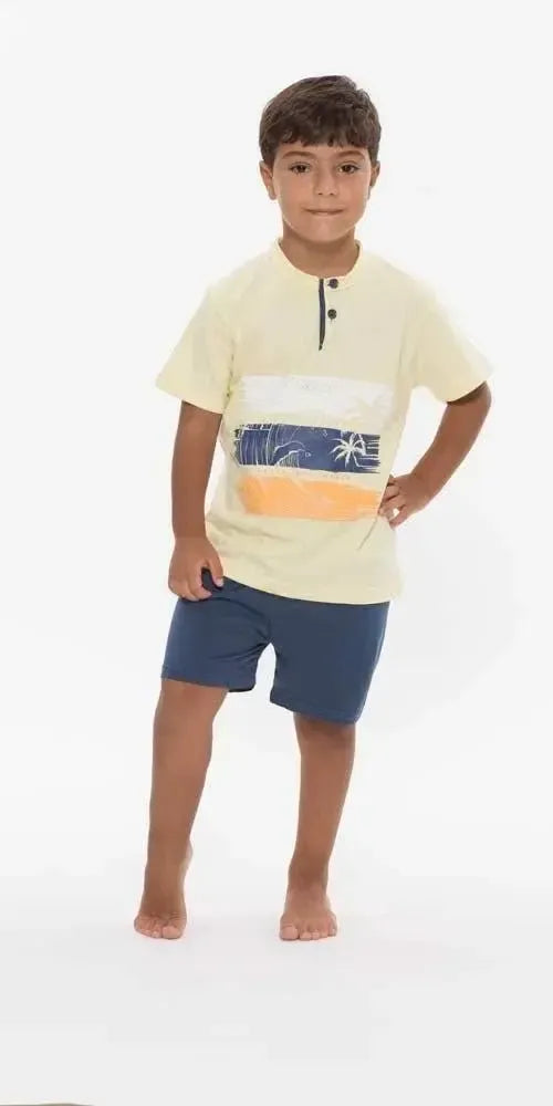 Pigiama mezza manica pantaloncino bambino jersey puro cotone Gary R35082