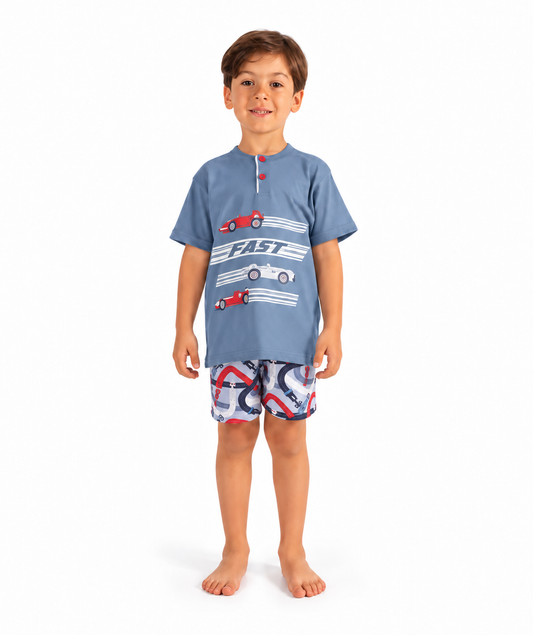 Pigiama mezza manica pantaloncino bambino jersey puro cotone Gary Z25080