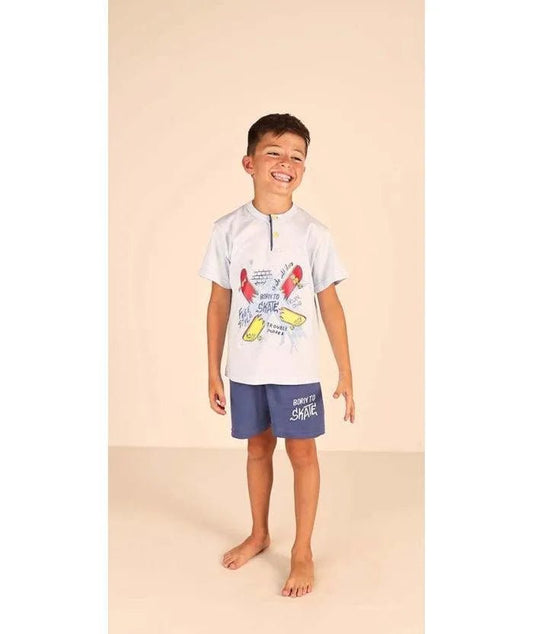 Pigiama mezza manica pantaloncino bambino jersey puro cotone Gary Z25084