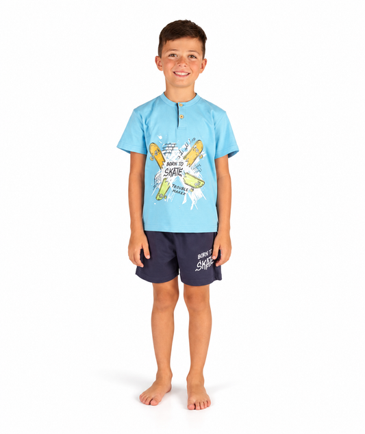 Pigiama mezza manica pantaloncino bambino jersey puro cotone Gary Z25084