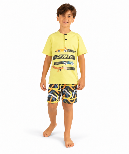 Pigiama mezza manica pantaloncino bambino jersey puro cotone Gary Z35080