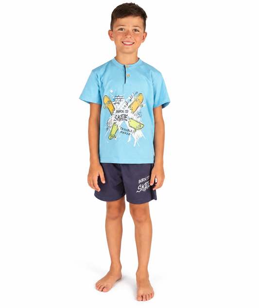 Pigiama mezza manica pantaloncino bambino jersey puro cotone Gary Z35084