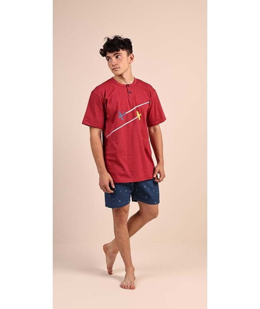 Pigiama mezza manica pantaloncino ragazzo jersey puro cotone Gary 4113