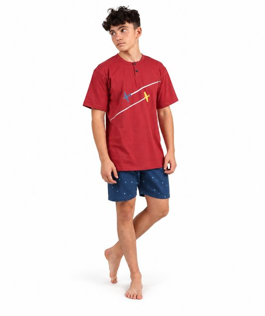 Pigiama mezza manica pantaloncino ragazzo jersey puro cotone Gary 4113