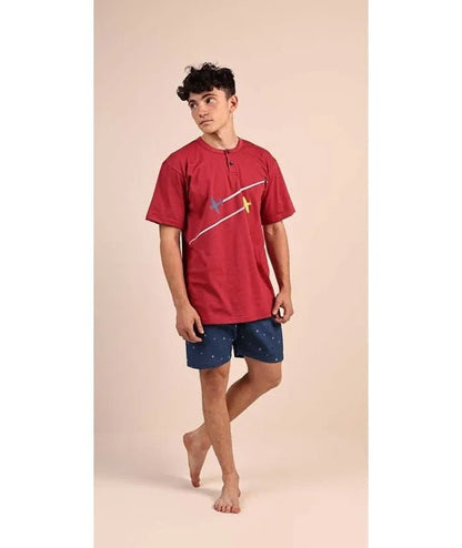 Pigiama mezza manica pantaloncino ragazzo jersey puro cotone Gary 4113