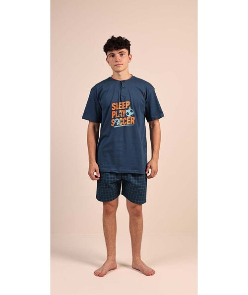 Pigiama mezza manica pantaloncino ragazzo jersey puro cotone Gary 4114