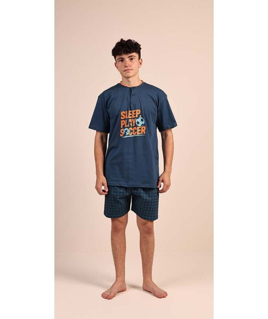 Pigiama mezza manica pantaloncino ragazzo jersey puro cotone Gary 4114
