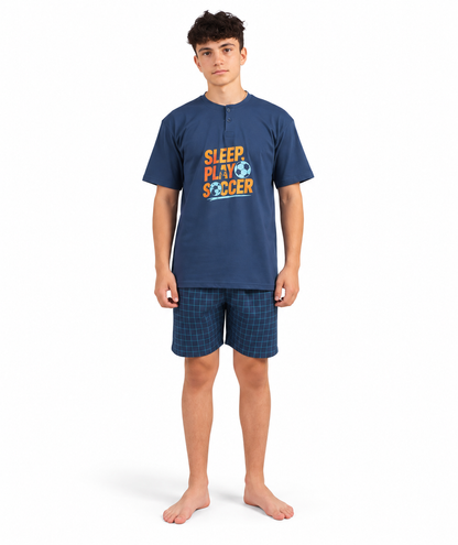 Pigiama mezza manica pantaloncino ragazzo jersey puro cotone Gary 4114