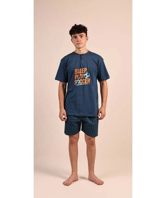 Pigiama mezza manica pantaloncino ragazzo jersey puro cotone Gary 4114