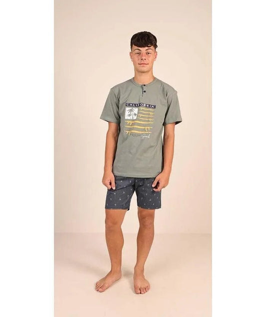 Pigiama mezza manica pantaloncino ragazzo jersey puro cotone Gary Z45032