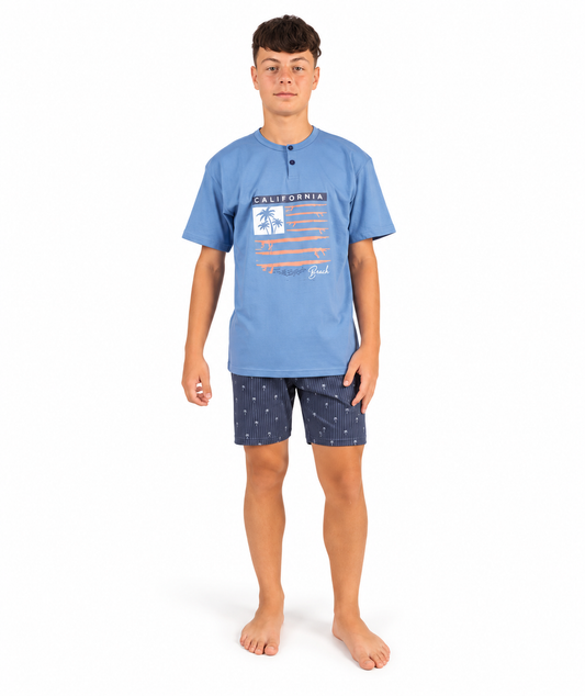 Pigiama mezza manica pantaloncino ragazzo jersey puro cotone Gary Z45032