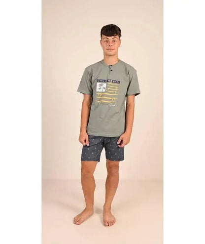 Pigiama mezza manica pantaloncino ragazzo jersey puro cotone Gary Z45032