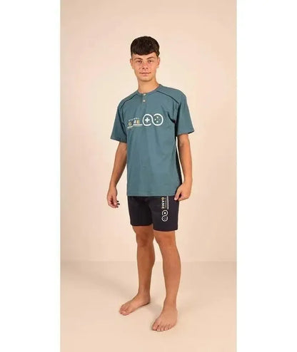 Pigiama mezza manica pantaloncino ragazzo jersey puro cotone Gary Z45034