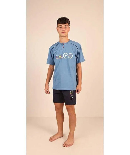 Pigiama mezza manica pantaloncino ragazzo jersey puro cotone Gary Z45034