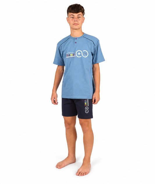 Pigiama mezza manica pantaloncino ragazzo jersey puro cotone Gary Z45034