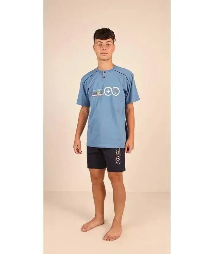 Pigiama mezza manica pantaloncino ragazzo jersey puro cotone Gary Z45034