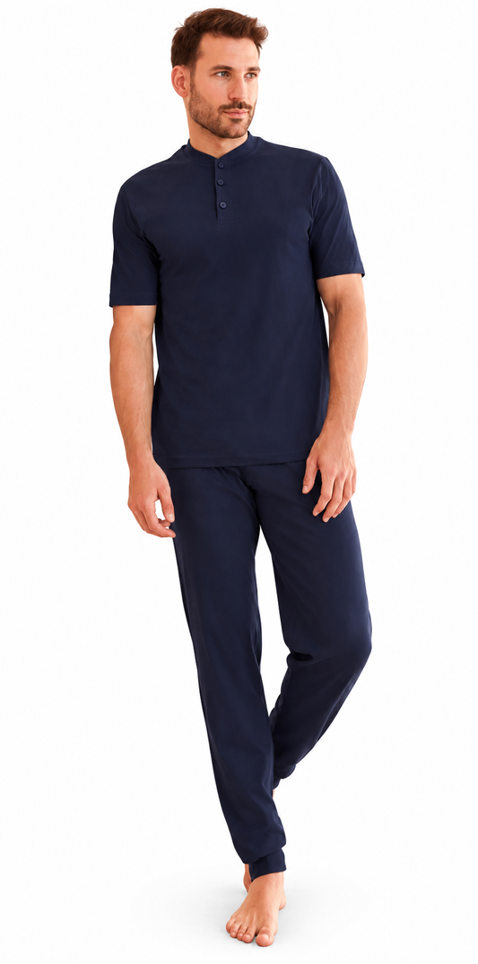 Pigiama mezza manica pantalone lungo uomo Nottingham 100% cotone mercerizzato PG19771