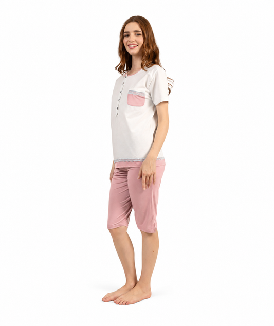 Pigiama mezza manica pinocchietto donna Jersey Gary C512
