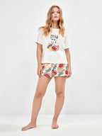 Pigiama mezza manica shorts donna in puro cotone Frida Kahlo Gisela 20414
