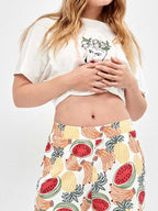 Pigiama mezza manica shorts donna in puro cotone Frida Kahlo Gisela 20414